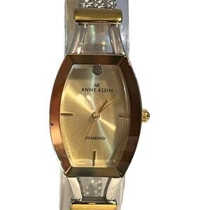 Anne Klein 10-8031SVTT Women's Two Tone Gold Plated White Dial Diamond Watch